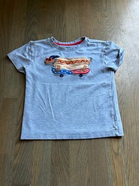 Little Sleepies Grey Short-Sleeve Tee with Patriotic Hot Dog Applique